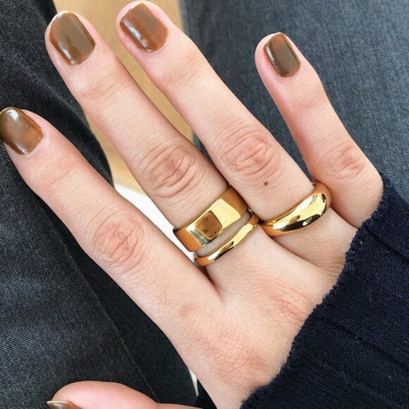 NEW 18K Gold Plated Chunky Layer Ring - Picture 3 of 9